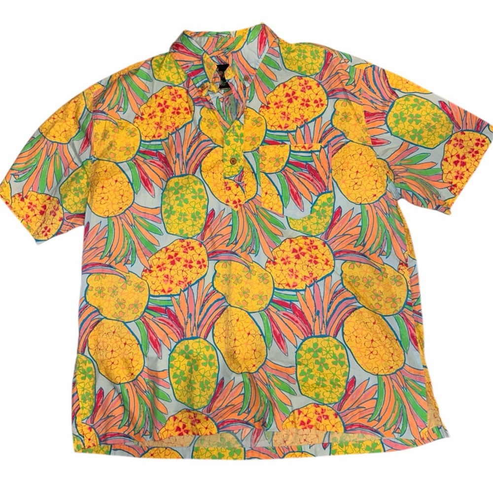 Vintage “the nutter” Hawaiian Colorful Pineapple Print Shirt size XL